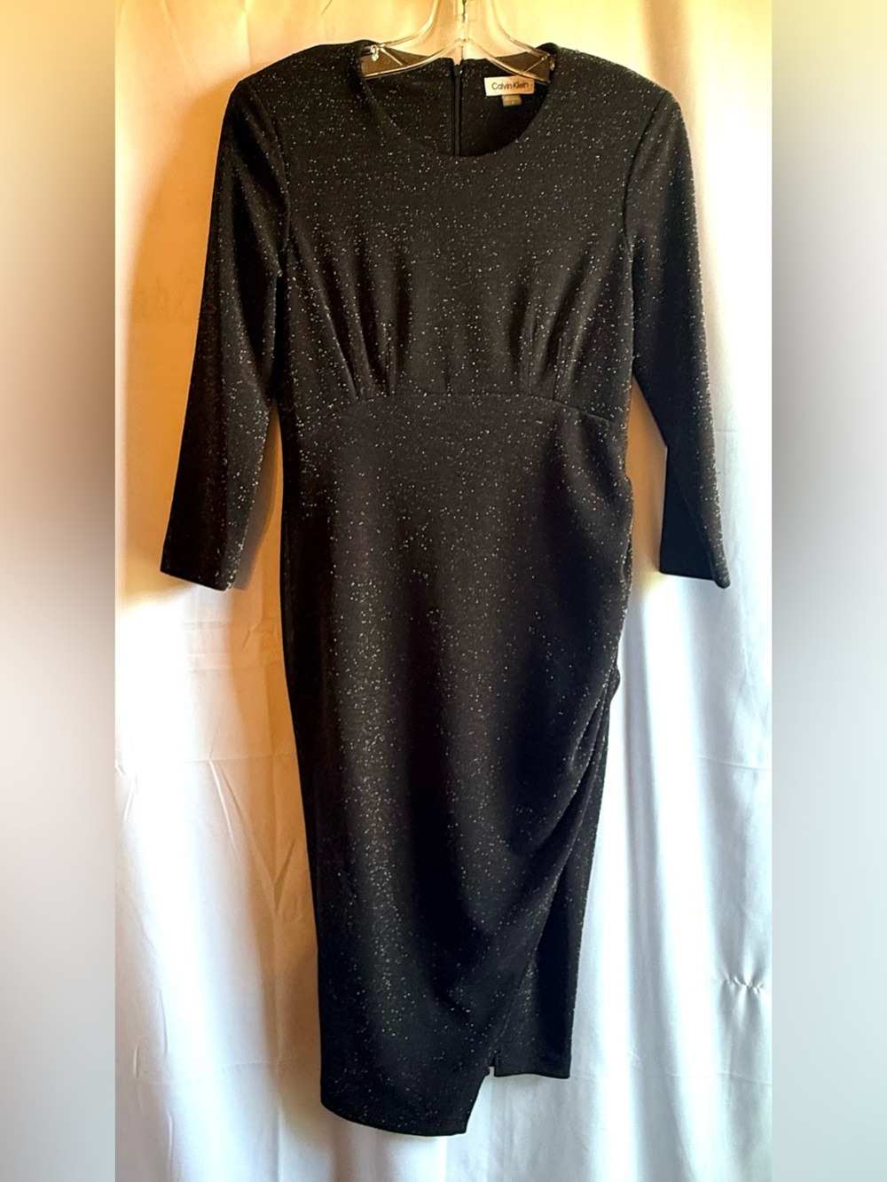 Calvin Klein Black Glitter Long Sleeve Sheath Dress Size 6